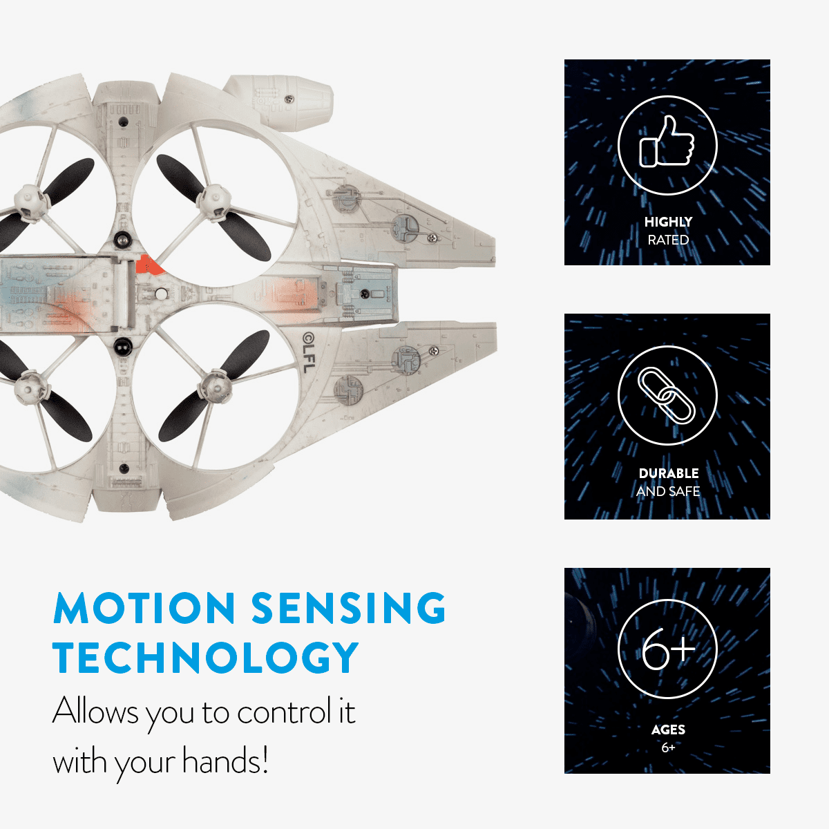 World Tech Toys: Star Wars Mandalorian Flying Figure Helicopter & Millennium Falcon Drone, 2 Piece