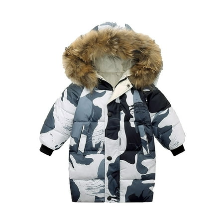 

YYDGH Boy s Girls Winter Parka Jacket Hooded Puffer Ticken Coats Casual Button Zipper Hoodie Outerwears(Gray 9-10 Years)