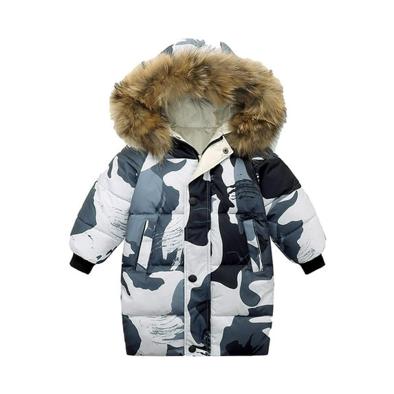 Verugu Toddler Baby Girls Boys Winter Coat Thicken Warm Jackets Baby Hooded Snow Outwear Coat Kids Thicken Warm Down Coat Winter Hooded Long Cotton Down Jackets Outerwears Gray, 7-8 Years