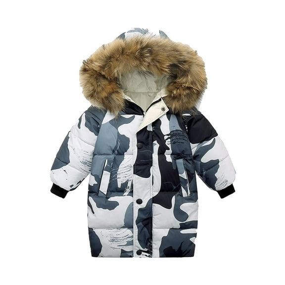 GERsome Boys Puffer Winter Coats Kids Fake-Down Heavyweight Jacket Waterproof Fur Hooded Parka