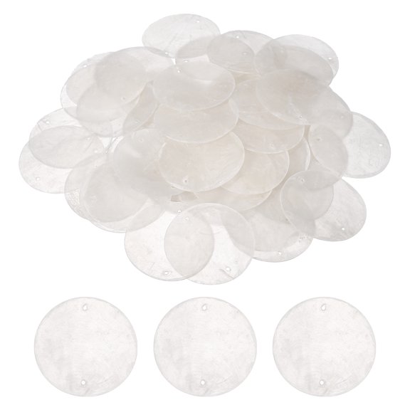 Uxcell Round Capiz Sea Shells, 1.6" Shells for Crafting with 2 Holes Seashell Beach Real Seashells Fitting for (Wind Chimes Jewelry Making DIY Craft Home Decoration), 20Pcs&White