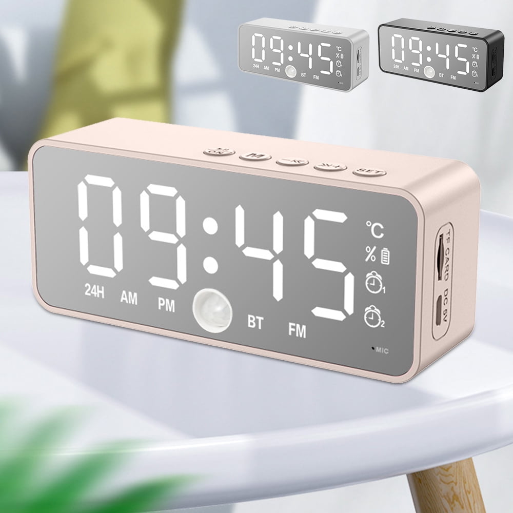Digital Alarm Clock FM Radio Wireless bluetooth Mirror LED Clocks With Speaker 
