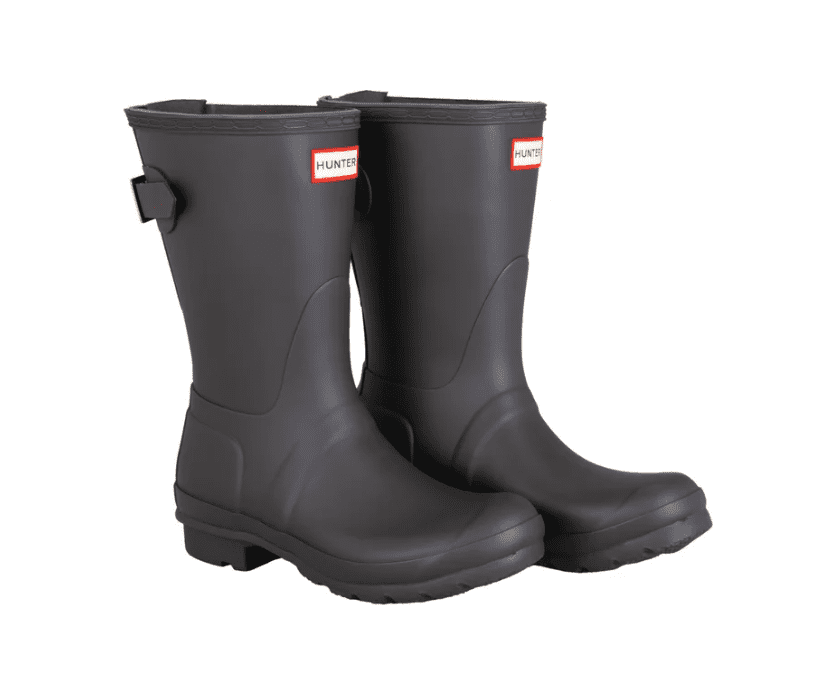 Hunter Women's Refined Tall Studded Back Strap Rain Boots, Black