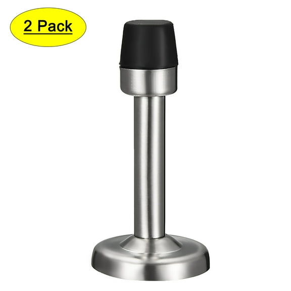 Uxcell Door Stopper with Rubber Tip Zinc Alloy Brushed Silver Tone 2Pack
