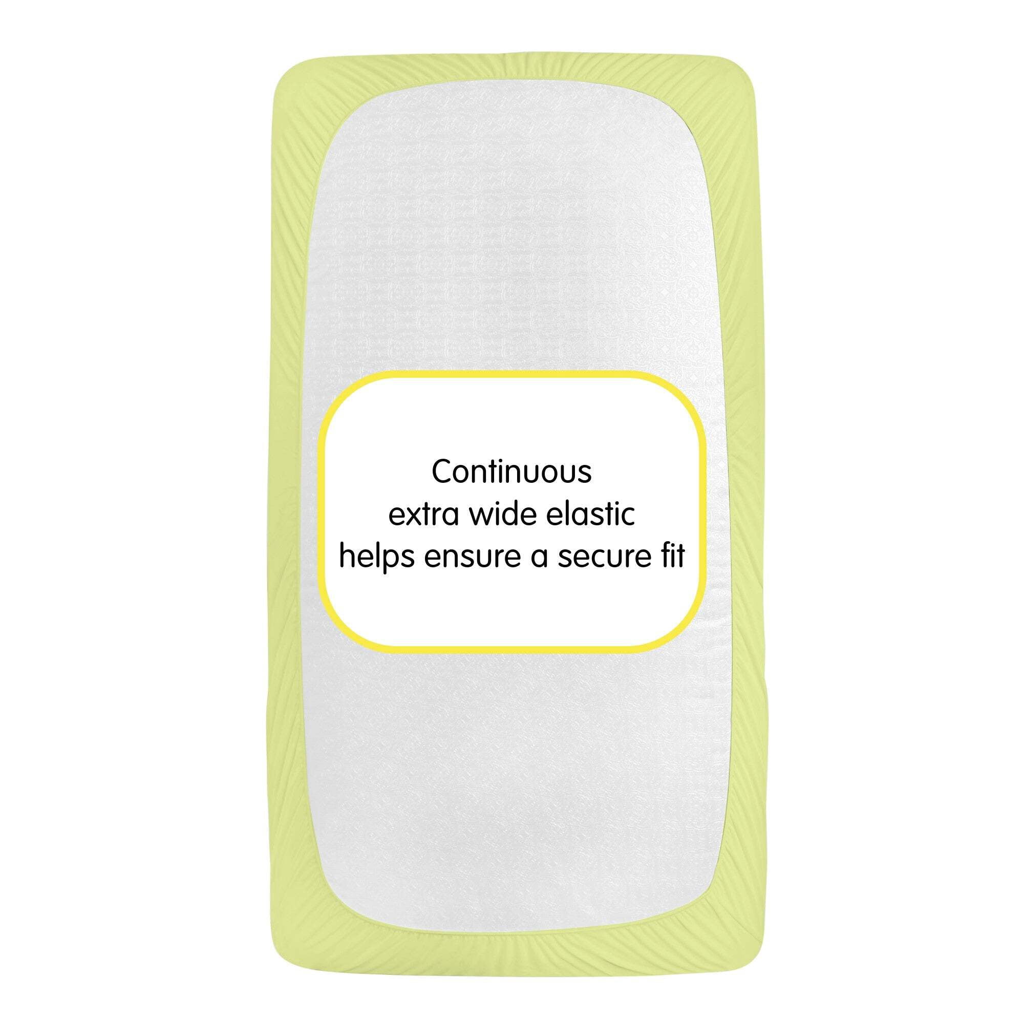 BreathableBaby All-in-One Fitted Sheet Waterproof Cover, For 52" x 28"/132 x 71 cm Crib Mattress, Lime (2-Pack)