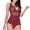 Wine, variant on Levmjia Womens Lace Mesh One Piece Lingerie Set V Neck Sleeveless Ruffle Hem Bodysuit Soft Lightweight Stretchy Plus Size Nightwear Dates
