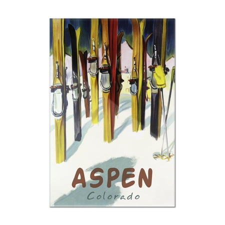 Aspen, Colorado - Colorful Skis - Lantern Press Artwork (8x12 Acrylic Wall Art Gallery