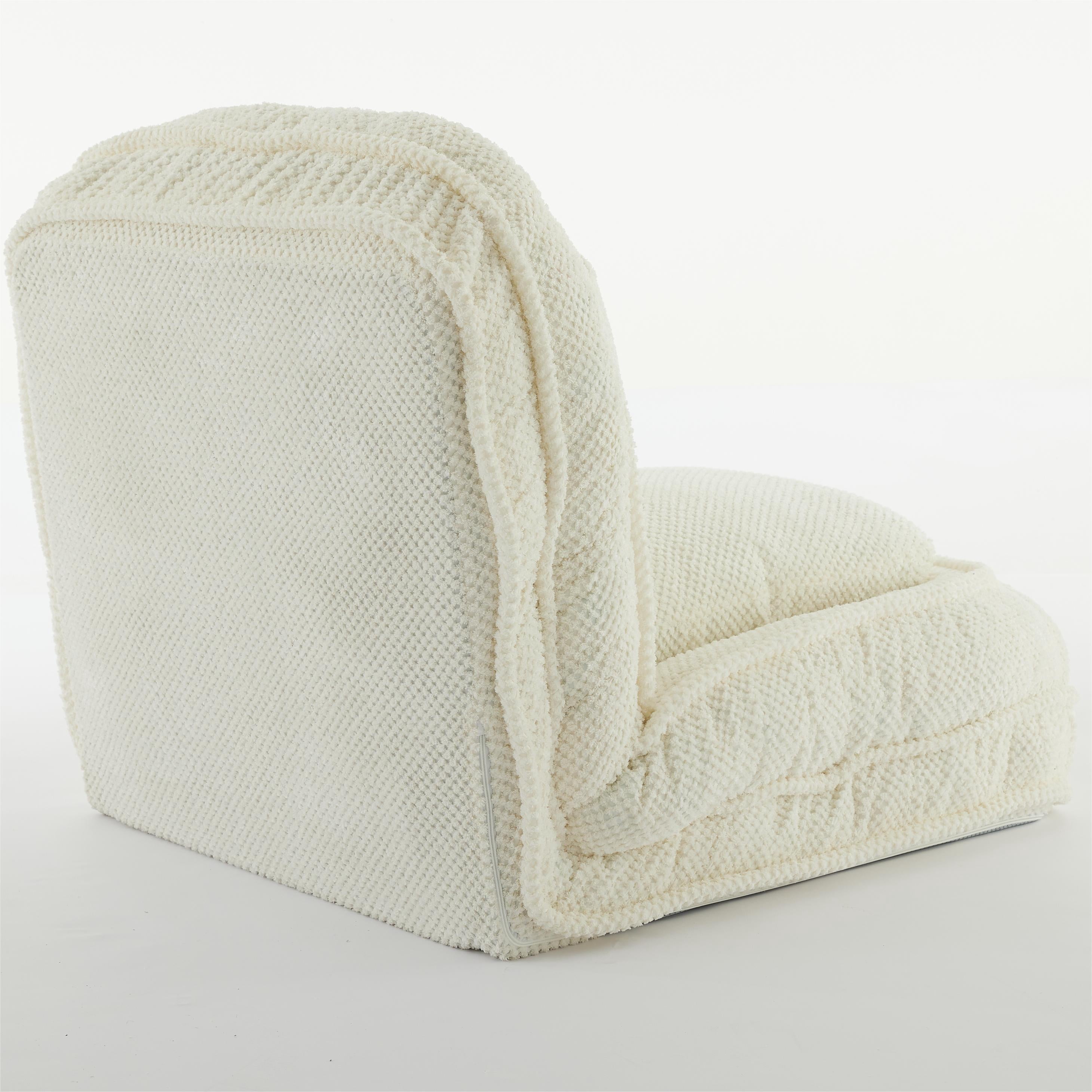 Aukfa Fold Lazy Sofa Bed,Floor Chair Small Couch with 5 Adjustable for Living Room, White