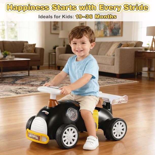OLAKIDS Ride on Push Car with Music, Under-Seat Storage, Kids Foot
