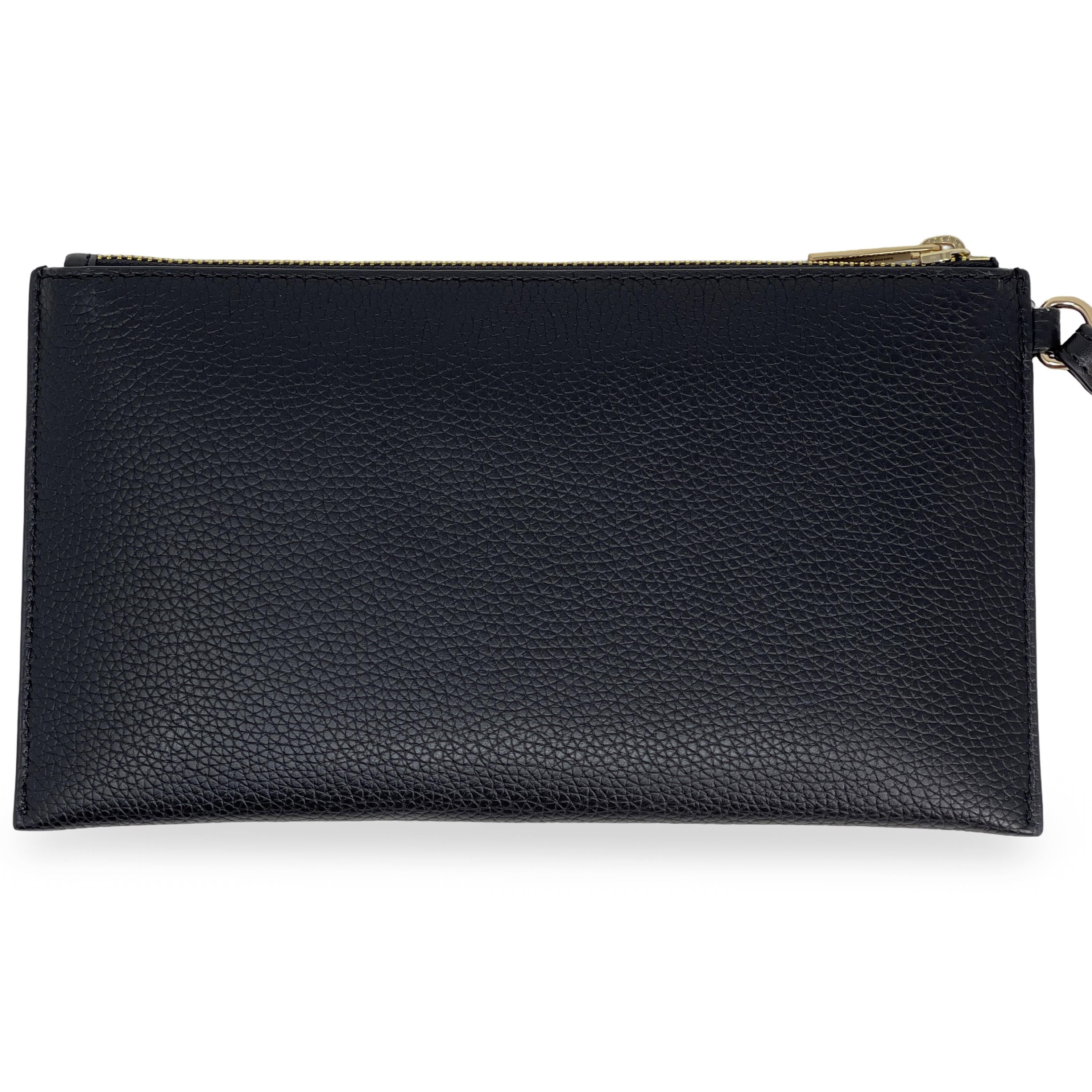 Michael Kors Women's Jet Set Travel Large Top Zip Pebbled Leather Wristlet Pouch (Black)