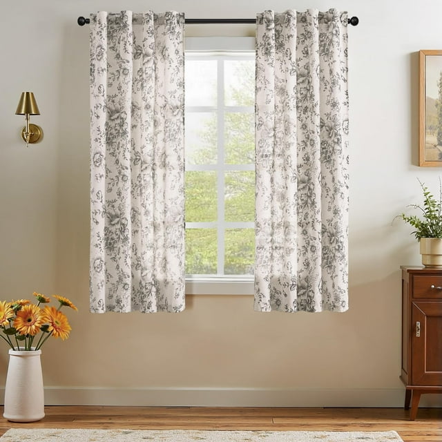 Cortinas Jinchan de Lino Floral de 160 cm para Sala y Dormitorio
