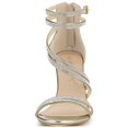 thumbnail image 6 of BLISSFUL STEP Women's Shoes Stiletto Heel Open Toe Ankle Strap Rhinestone Buckle Sandals Gold 9, 6 of 7