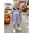 thumbnail image 6 of Cjfdfy Kids Toddler Baby Girls Halloween Dress Outfit Infant Baby Girls Summer Fall Clothes 6 12 18 24 Months 2 3 4 5 Years Doll Collar Ghost Witch Hat Bat Print Short Sleeve Striped Dress, 6 of 9