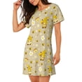 thumbnail image 2 of Fotbe Cute Bee Gnomes Bata de Dormir para Mujer con Estampado, Camisón de Algodón de Manga Corta, Ropa de Dormir Casual, 2 of 6