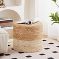 thumbnail image 3 of Tcbosik 18-Inch Handwoven Hyacinth Ottoman, Round Pouf Stool with 350lbs Capacity for Living Space and Home Decor, Natural & Beige, 3 of 6