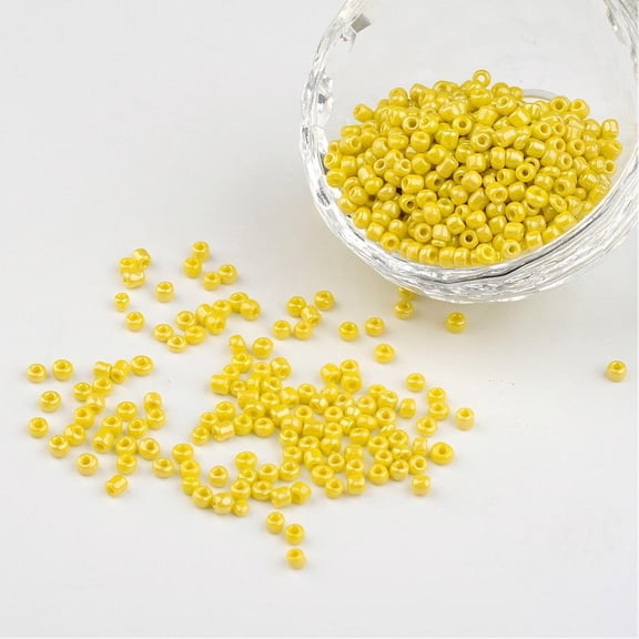 DIY Craft Beads 8/0 Opaque colors Lustered Round Glass Seed Beads Yellow Size: 3mm in diameter hole:1mm 1101pcs/50g