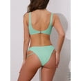thumbnail image 3 of DARING DIVA Women's Cutout Racerback Ribbed Bikini Set Large Mint Green, 3 of 6
