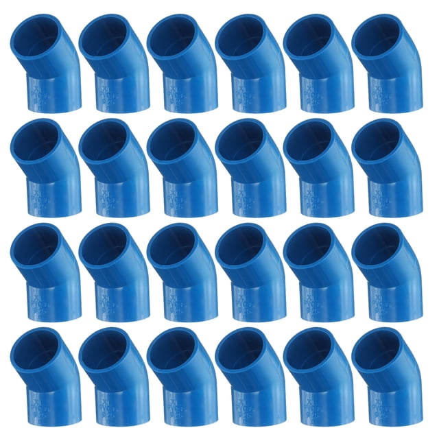 Uxcell 24Pcs 3/4" 45 Grados Codo Accesorios de Tubo, Grado de Construcción de Muebles Adaptador de Esquina de 2 Vías de 45 Grados para Conexión de Muebles de Construcción DIY, Estante de Jardín, Azul