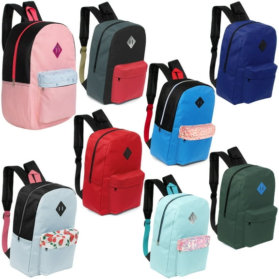 17" Kids Backpack Bulk Pack of 24 – Assorted Colors for School, Donations, Charities, Emergencies & More