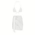 thumbnail image 4 of REORIAFEE Women's 3 Pieces Swimsuit Tropical Bikini Swimwears Cute Bathing Suits Split Bikini Three Piece Swimsuit White M, 4 of 6