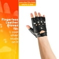 thumbnail image 2 of Skeleteen Gothic Fingerless Biker Gloves - 80s Style Black Leather Punk Biker Gloves with Studs for Men Women and Kids, 2 of 5