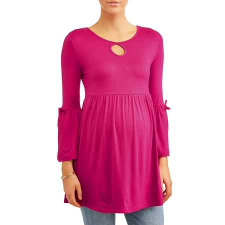 Oh! MammaMaternity key hole bell sleeve baby doll top - available in plus