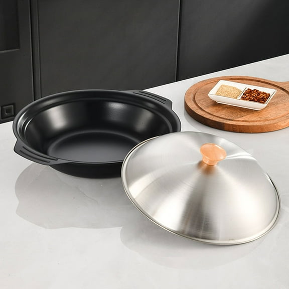 Raindrops Iron Sukiyaki Hot Japanese Style Soup Pot Seafood Pot Pasta Pot with Lid Round Cooking Pot Cooking Wok Double Handle Cooking Pot