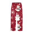 thumbnail image 6 of Women's Fashion Christmas Snowman Print Casual Pants with Drawstring Elastic Waist and Pockets, Full Length Trousers for Holiday Season and Daily Use,Vermilion,2XL, 6 of 6