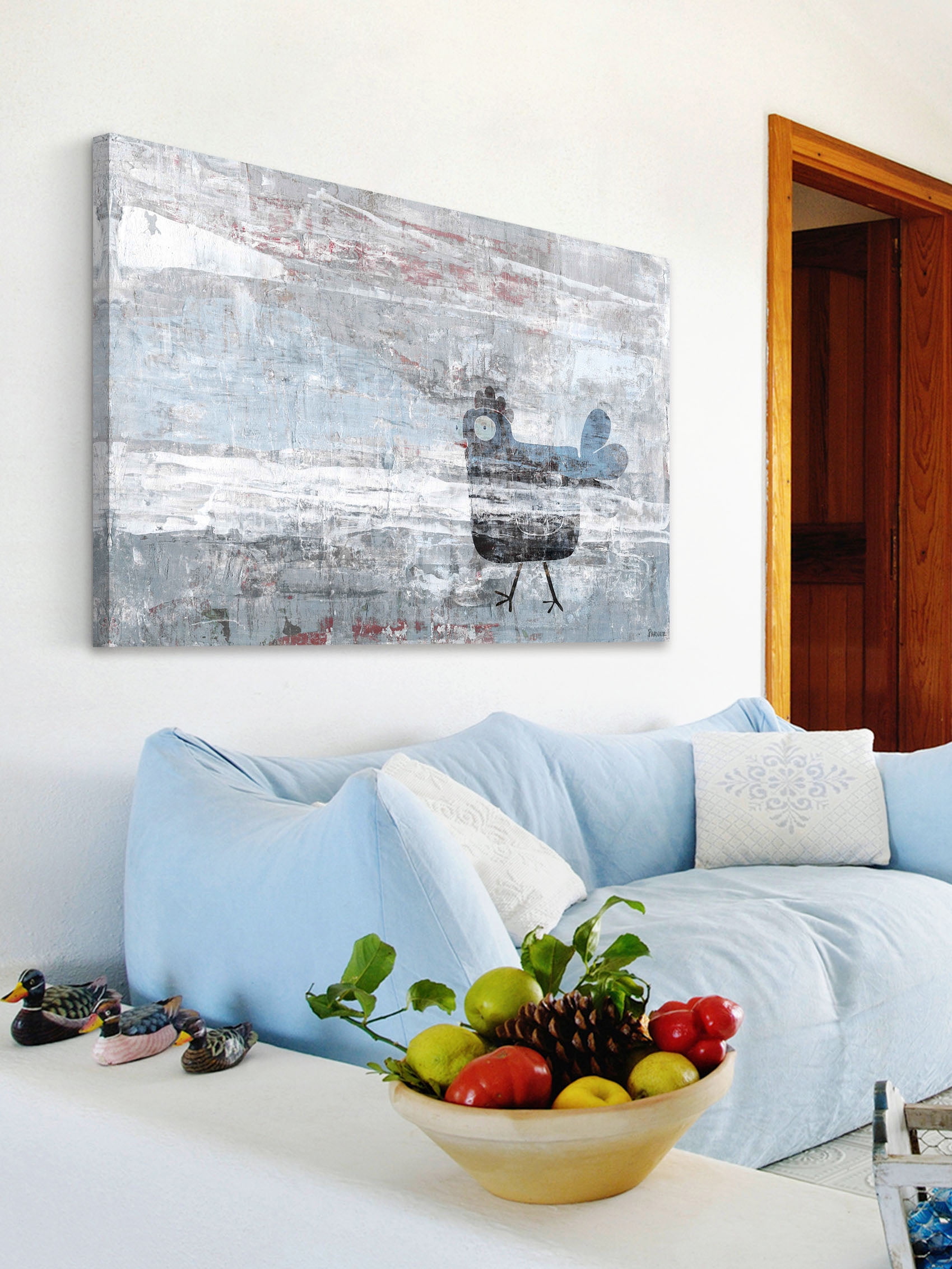 "Hazy Hen" Painting Print on Wrapped Canvas