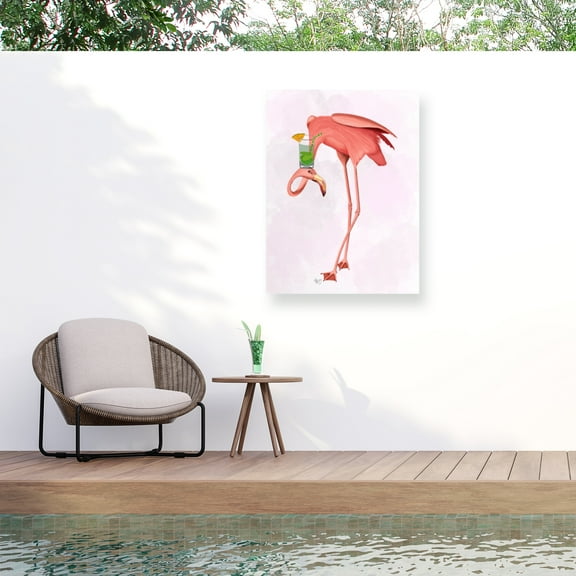 Fab Funky 'Flamingo and Cocktail 1' Outdoor Canvas