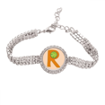 thumbnail image 1 of Pulsera de tobillera de cadena de tenis R alfabeto naranja joyería de diamantes, 1 of 3