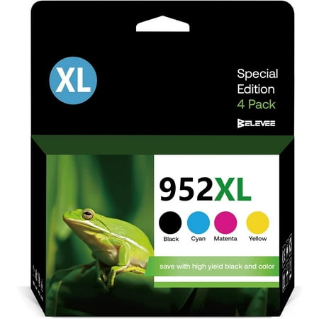 952xl Ink Compatible for 952 XL Ink Cartridges Replacement for OfficeJet Pro 8710 8720 7720 7740 8210 8702 8715 8725 8730 8740 Printer(Black  Cyan  Magenta  Yellow) Product Description 1 Black 952XL ink cartridge 1 Cyan 952XL ink cartridge 1 Magenta 952XL ink cartridge 1 Yellow 952XL ink cartridge BLACK 952XL INK: Up to 2 000 pages per black 952XL ink cartridge COLOR 952xl ink: Up to 1 600 pages per color 952 ink cartridge. (At 5% coverage). Equipped with Updated chips to insure compatibility with your printer Read more