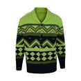 thumbnail image 5 of Men's Knitted Cardigan Sweater Shawl Collar Long Sleeve Sweaters Color Block Tops Heavy Weight Fall Winter Outfits Green 2XL, 5 of 7