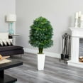 thumbnail image 3 of Nearly Natural 49" Mini Bamboo Palm Artificial Plant in White Tower Planter, Green, 3 of 3