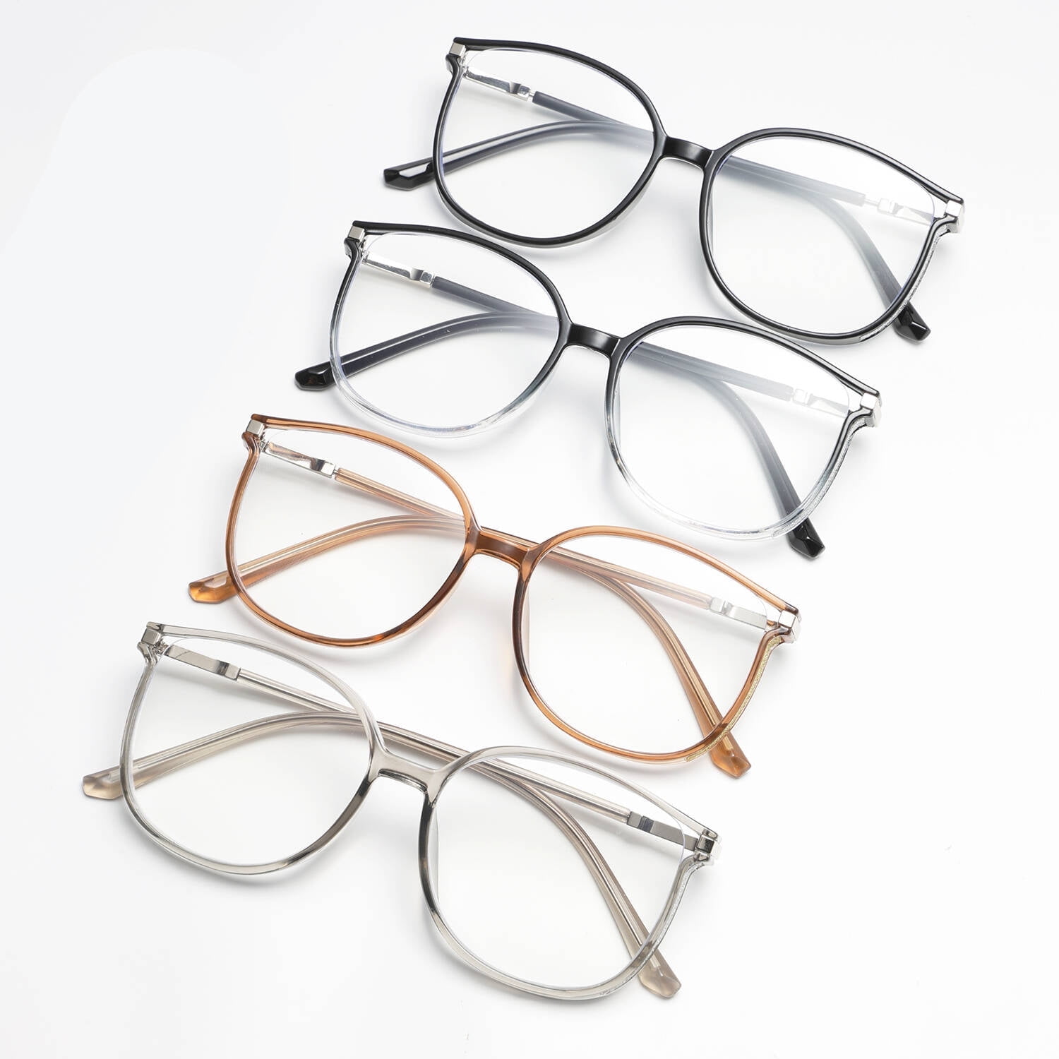 Mishitina 4 Pack Computer Glasses for Women, Round Fashion Frame, Durable Readers with 99% Blue Light Blocking