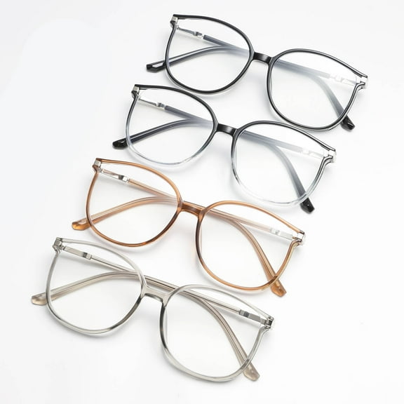 Mishitina 4 Pack Computer Glasses for Women, Round Fashion Frame, Durable Readers with 99% Blue Light Blocking