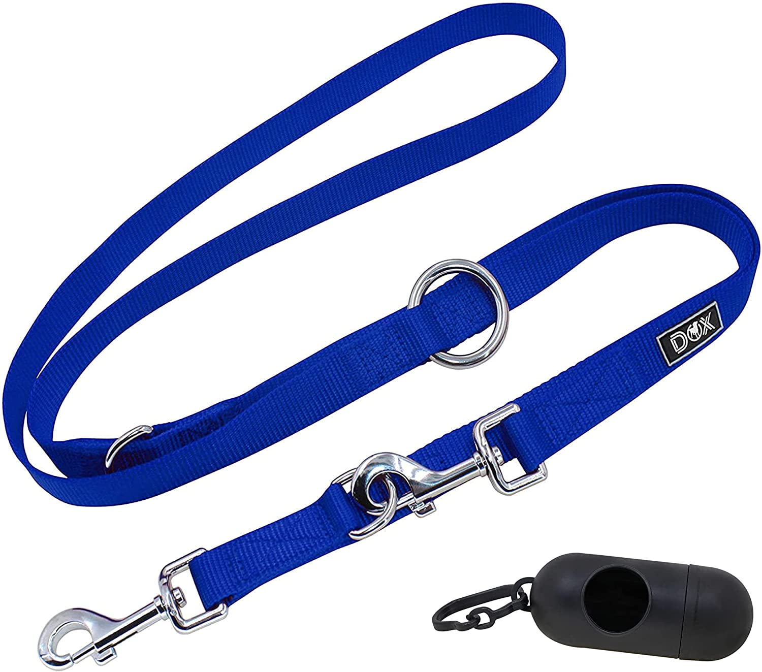 DDOXX Nylon Dog Leash, 3Way Adjustable, 6.6 ft for Dogs Large