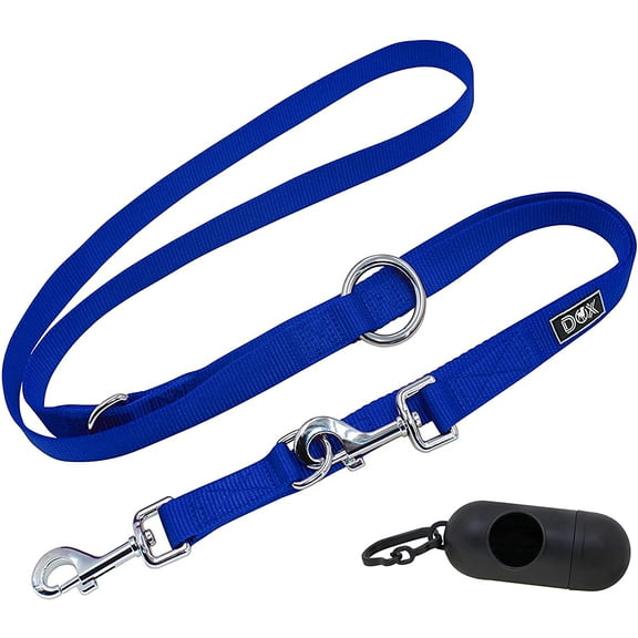 DDOXX Nylon Dog Leash, 3-Way Adjustable, 6.6 ft - for Dogs Large & Small - Double Dog