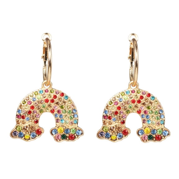 LongcreekX Rainbow Statement Earrings for Women, Colorful Rainbow Earrings, Rainbow Cloud Dangle Hoop Earrings Hypoallergenic, U Shape Rainbow Earrings Studs, Bohemian Rainbow Drop Earrings