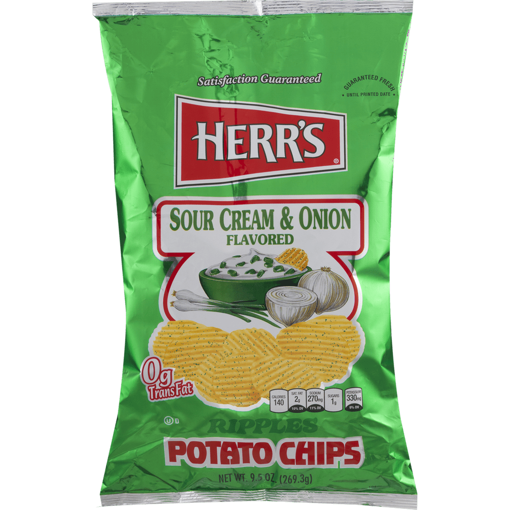 Herr's Sour Cream & Onion Potato Chips 9.5 Oz. (4 Bags)
