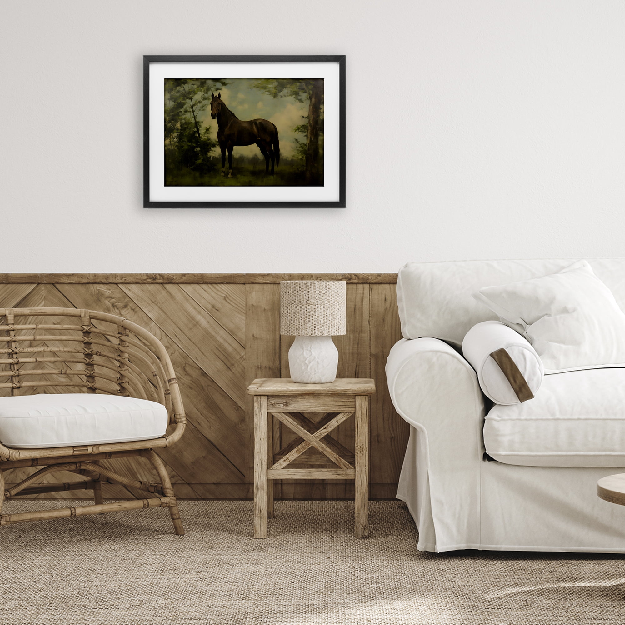 Stupell Industries Forest Horse Portrait Black Framed Print Under Glass, design by Petal Prints Design