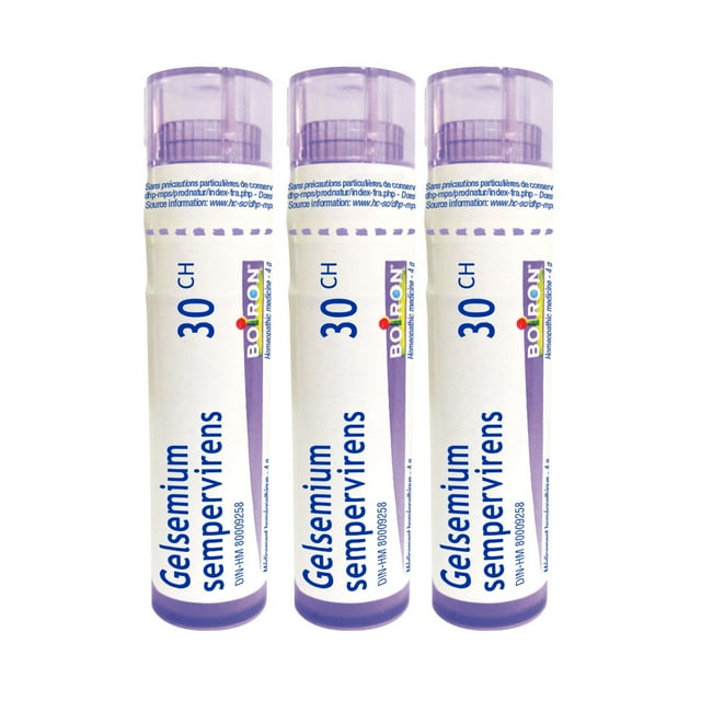 Boiron Gelsemium Sempervirens 30CH – Homeopathic Medicine, Box of 3 Tubes (4g Each, Approx. 80 Pellets per Tube)