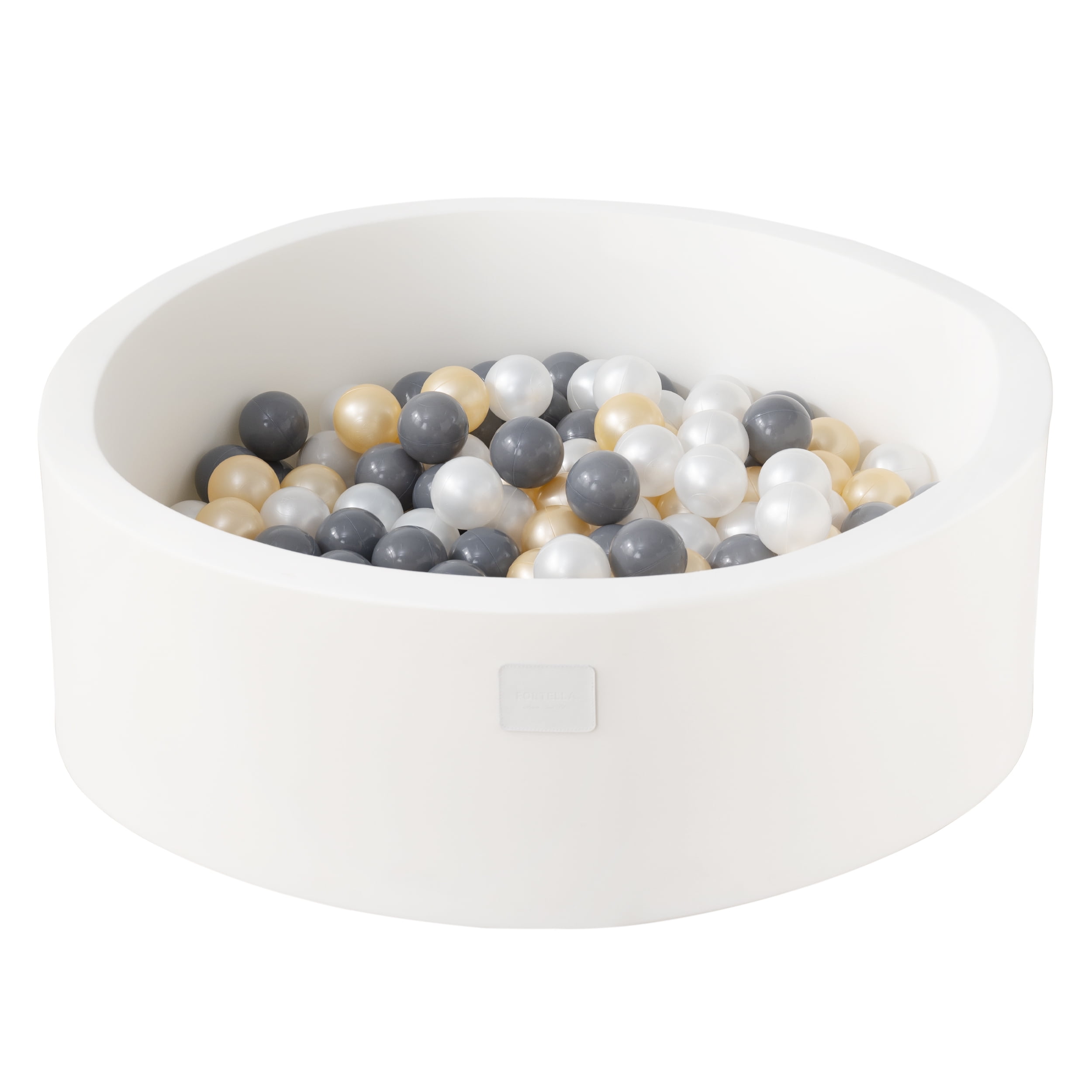 Fortella Foam Ball Pit with 200 Balls Included, for Toddlers Babies, Size 35 x 12 x 2 in (White