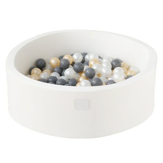 Fortella Foam Ball Pit with 200 Balls Included, for Toddlers Babies, Size 35 x 12 x 2 in (White)