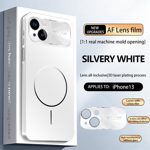 ELEHOLD Magnetic Case for iPhone 13, Shockproof Full Protection Phone Case with Lens Protector,White
