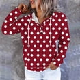 thumbnail image 2 of Jsaierl Button Up Hoodies for Women Cute Polka Dot Print Hooded Sweatshirt Oversized Pullover Comfort Long Sleeve Tops Winter Fashion S-2XL, 2 of 7