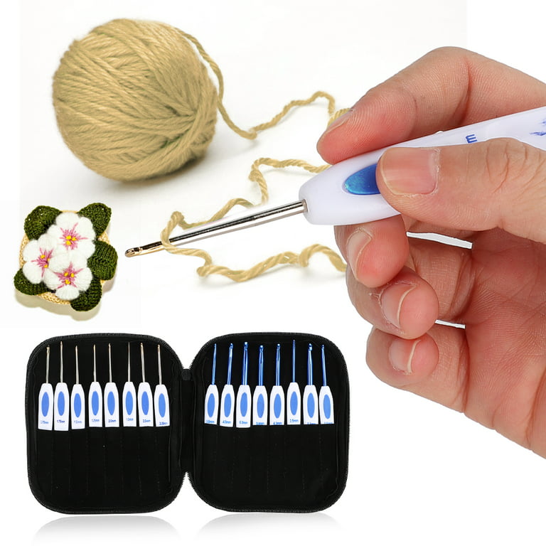 Beginner Crochet, Yarn Set Knitting Tool Crochet , DIY Knitting Weaving For  Craft Yarn Arthritic Hands Blue Crochet Hook Set 