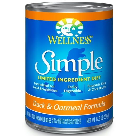 (12 Pack) Wellness Simple Natural Wet Canned Limited Ingredient Dog Food, 12.5-Ounce Cans, Various Flavors