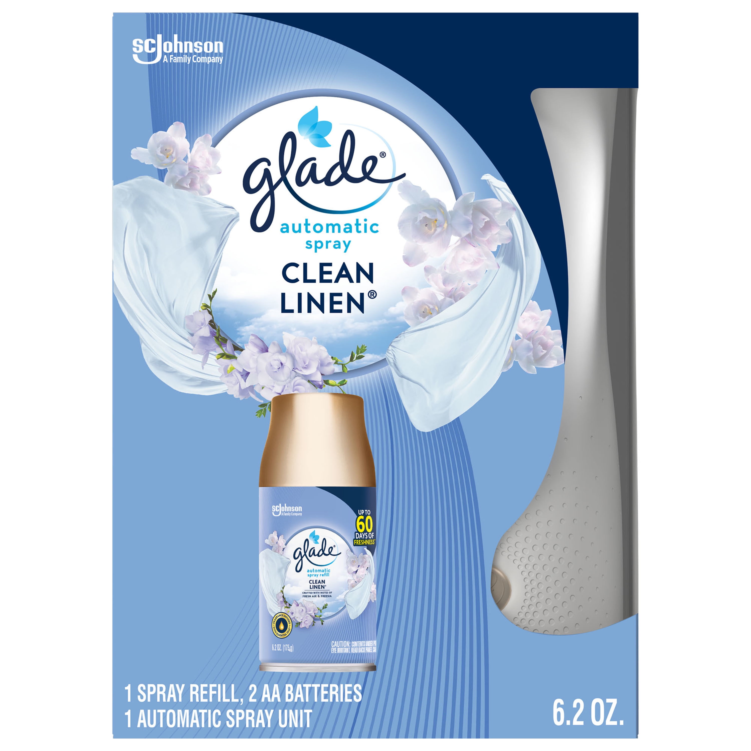 Glade Automatic Spray Starter Kit, Air Freshener, Clean Linen, 6.2 oz