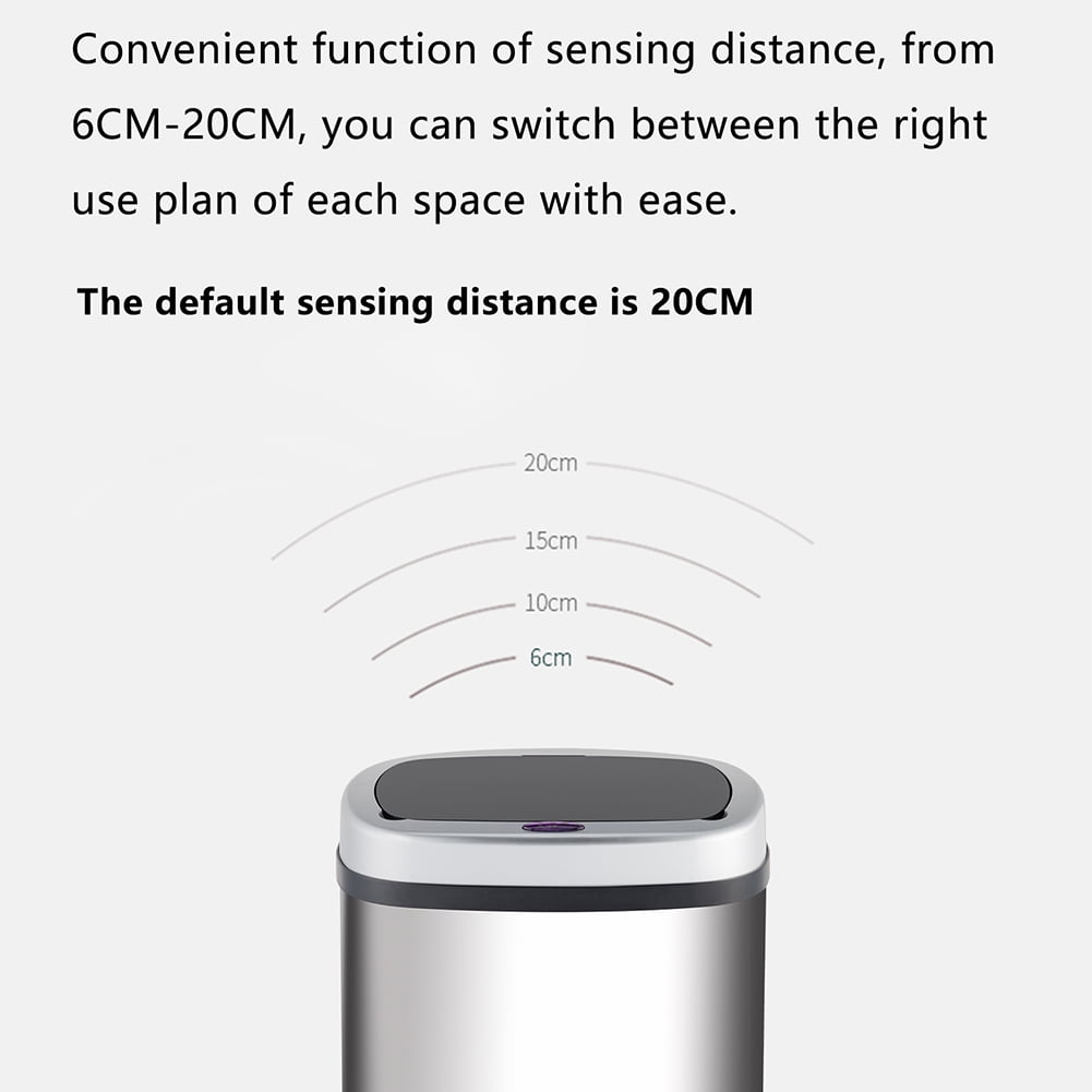 Private Jungle Smart Trash Can Cylindrical Ordinary Mirror Barrel Body Φ30.5x78 Stainless Steel ABS Material Waterproof Induction Type Automatic,Silver